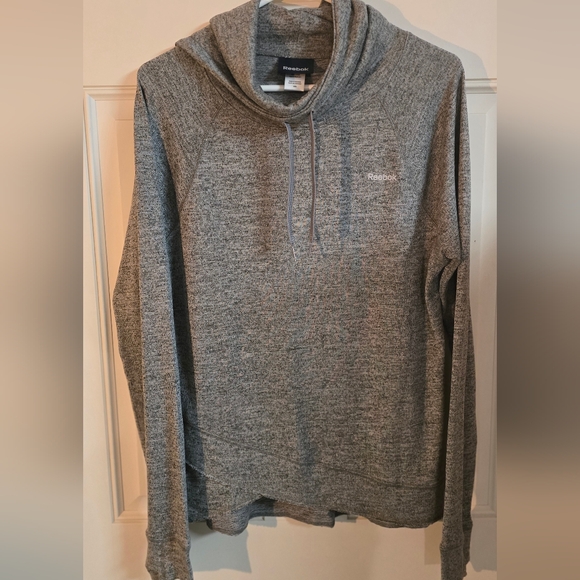 Women's Size Med Gray Long-Sleeved, Cowl Neck Pullover With KrisCross Front. - Picture 3 of 12